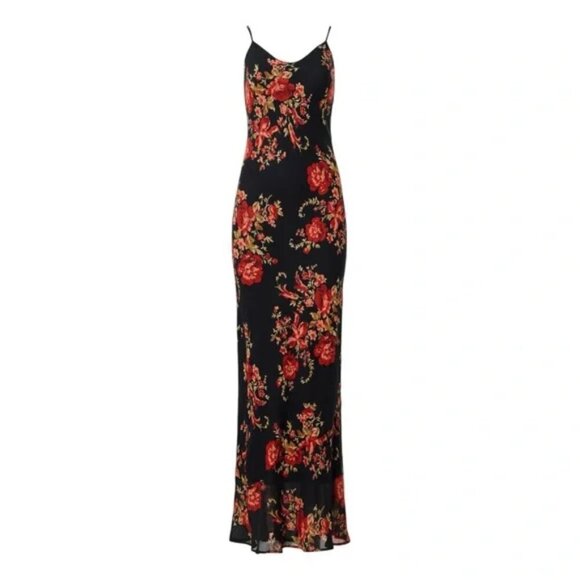 NEW REFORMATION Women's Parma Maxi Dress Admire Black/Red - Picture 1 of 14